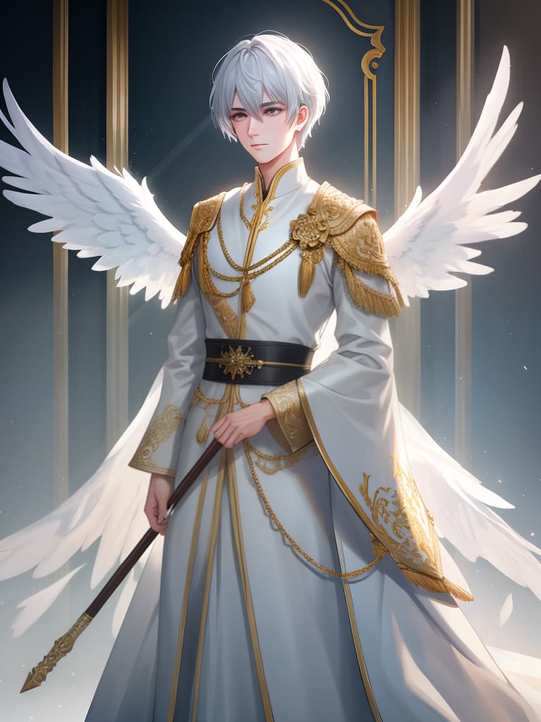  boy,angel,solemn hyperrealistic, full body, detailed clothing, highly detailed, cinematic lighting, stunningly beautiful, intricate, sharp focus, f/1. 8, 85mm, (centered image composition), (professionally color graded), ((bright soft diffused light)), volumetric fog, trending on instagram, trending on tumblr, HDR 4K, 8K