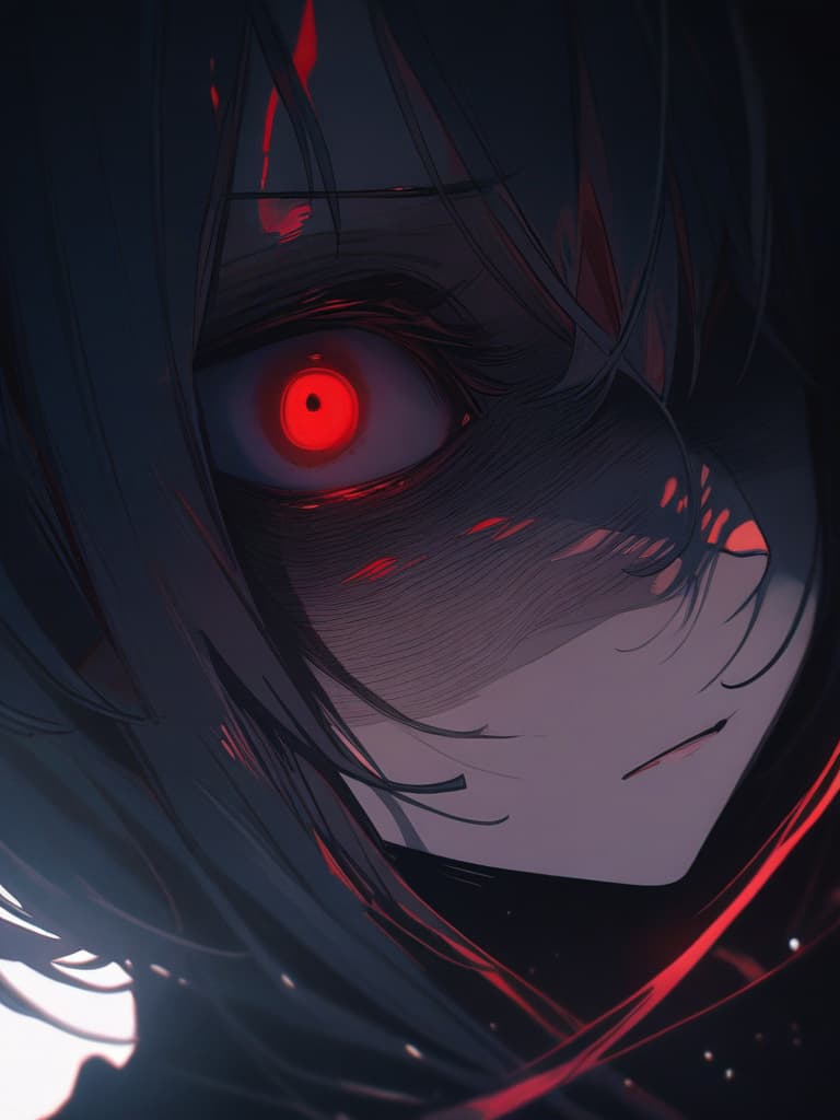  dubular light, red black glowing eyes, scary, person, lasbos, enemy, dubious, masterpiece, best quality,8k,ultra detailed,high resolution,an extremely delicate and beautiful,hyper detail