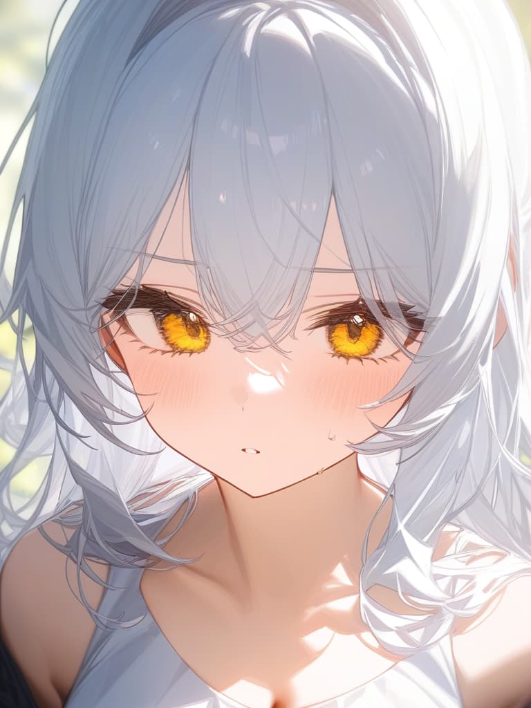  e cup, white hair, yellow eyes, masterpiece, best quality,8k,ultra detailed,high resolution,an extremely delicate and beautiful,hyper detail