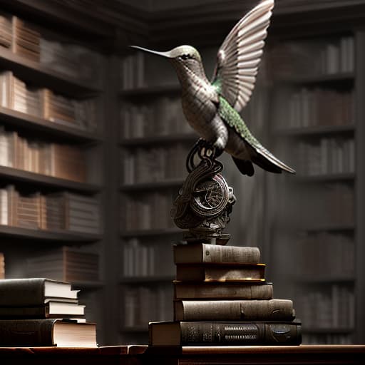  (dark shot:1.1), epic realistic, white and glossy hummingbird statuette, stands on an oak shelf with ancient books, faded, (neutral colors:1.2), (hdr:1.4), (muted colors:1.2), hyperdetailed, (artstation:1.4), cinematic, warm lights, dramatic light, (intricate details:1.1), complex background, (rutkowski:0.66), (teal and orange:0.4)