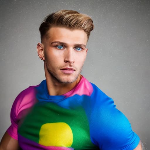 portrait+ style Russian LGBT queer fitness model blonde hunk dude face