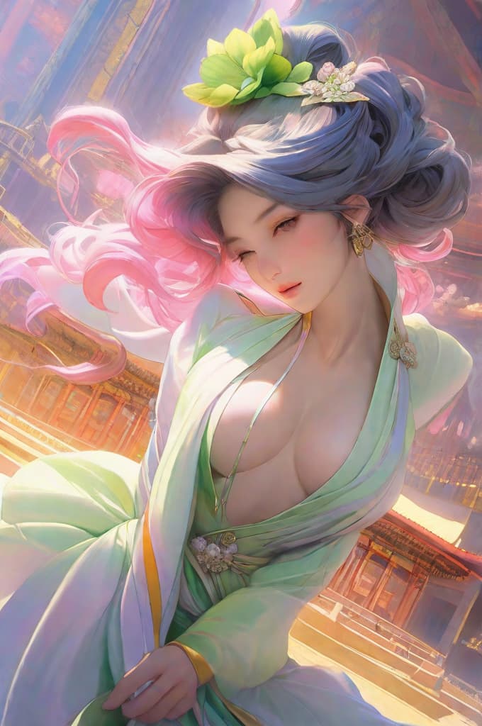  concert hall in japanese style, multicolored hair, colorful background, realistic shaded perfect face, fine details by realistic shaded lighting poster by ilya kuvshinov katsuhiro otomo, magali villeneuve, artgerm, jeremy lipkin and michael garmash and rob rey hyperrealistic, full body, detailed clothing, highly detailed, cinematic lighting, stunningly beautiful, intricate, sharp focus, f/1. 8, 85mm, (centered image composition), (professionally color graded), ((bright soft diffused light)), volumetric fog, trending on instagram, trending on tumblr, HDR 4K, 8K