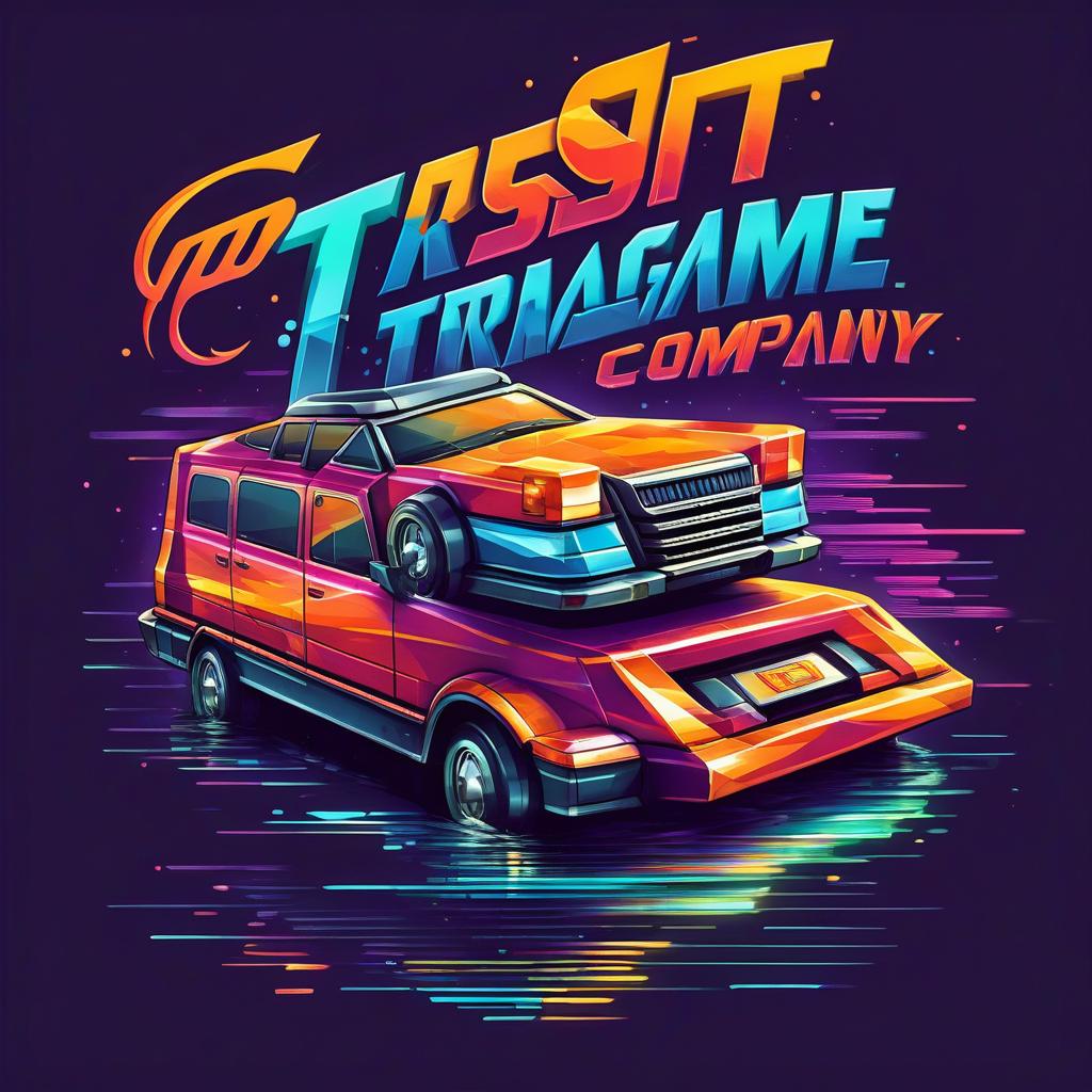  retro game art logo of the transport company, business lines. . 16 bit, vibrant colors, pixelated, nostalgic, charming, fun