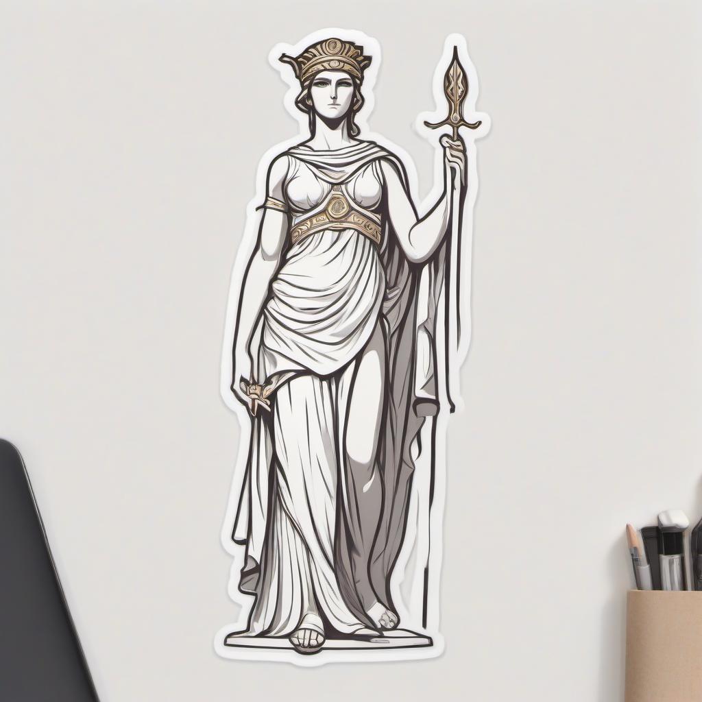  minimalist style draw the greek god athena in full growth . simple, clean, uncluttered, modern, elegant, sticker