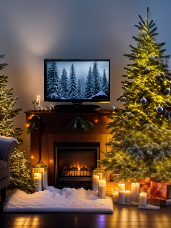  old tv, around it christmas spruce twigs hyperrealistic, full body, detailed clothing, highly detailed, cinematic lighting, stunningly beautiful, intricate, sharp focus, f/1. 8, 85mm, (centered image composition), (professionally color graded), ((bright soft diffused light)), volumetric fog, trending on instagram, trending on tumblr, HDR 4K, 8K