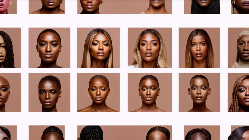  different beauty. set of different female heads on light background. different races and nationalities. ar 16:9, (natural skin texture), highly detailed face, depth of field, hyperrealism, soft light, muted colors