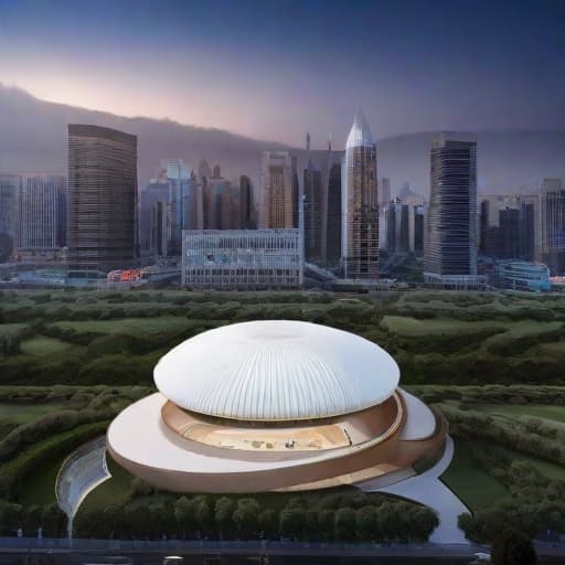  museum, modern architecture, shaped like baseball cap, emphasizing curved brim with dome shaped crown, soft fabric with structured panels, beige with embroidered logo, smooth fabric with stitched seams, casual and sporty; conveys comfort and functionality, highlighting curvature and stitching, sunlit, urban skyline backdrop hyperrealistic, full body, detailed clothing, highly detailed, cinematic lighting, stunningly beautiful, intricate, sharp focus, f/1. 8, 85mm, (centered image composition), (professionally color graded), ((bright soft diffused light)), volumetric fog, trending on instagram, trending on tumblr, HDR 4K, 8K