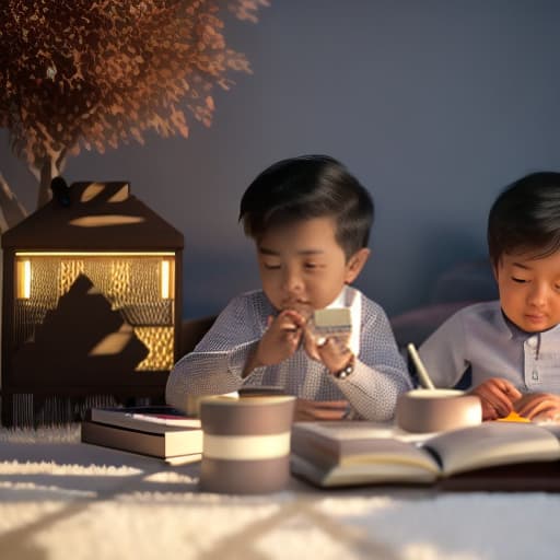 redshift style children in the living room hyperrealistic, full body, detailed clothing, highly detailed, cinematic lighting, stunningly beautiful, intricate, sharp focus, f/1. 8, 85mm, (centered image composition), (professionally color graded), ((bright soft diffused light)), volumetric fog, trending on instagram, trending on tumblr, HDR 4K, 8K