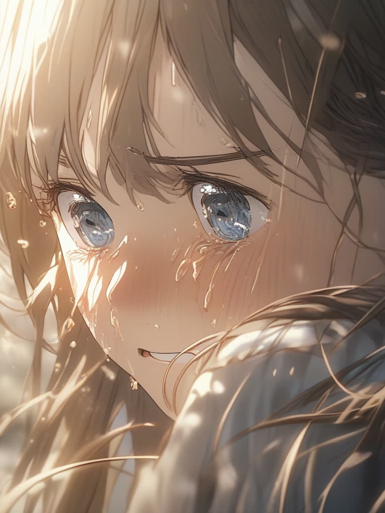  a girl crying, hitting the fist on the eyes, keeping tears shedding, masterpiece, best quality,8k,ultra detailed,high resolution,an extremely delicate and beautiful,hyper detail