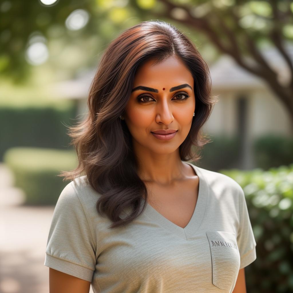  (((realistic full torso frontal head shot of a light brown to medium brown skin tone woman))), bhavna usha bhattacharya, ((indian heritage)), immature face, hazel eye color, ((short hair style)), (( hair color)), (( body type)), small size, small size, (immature broad flat nose), (immature prominent cheeks), (immature smooth jawline), (immature medium lips), (immature high forehead), (immature natural eyebrows), (immature dimpled chin), standing straight looking directly into the camera,((wearing fitted polo shirt with deep v neck and monogrammed pocket)), backyard in background, 1girl, best quality, highest quality, award winning photo, masterpiece, raw, professional photography, photorealism, sharp focus, ci hyperrealistic, full body, detailed clothing, highly detailed, cinematic lighting, stunningly beautiful, intricate, sharp focus, f/1. 8, 85mm, (centered image composition), (professionally color graded), ((bright soft diffused light)), volumetric fog, trending on instagram, trending on tumblr, HDR 4K, 8K