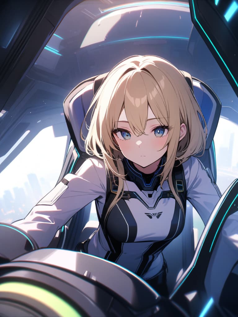  ultra detailed:1.2,masterpiece:1.2,best quality,masterpiece,bestquality,hdr:1.1,8k:1.1,very cute girl:1.3,((cyber pilot suit white:1.6)),((sphere cockpit inside robot:1.6))(cyber,full face helmet:1.3)(sitting cockpit seat:1.3),leaning forward,upper body:1.3,blue eyes:1.2,blonde hair:1.2,from front