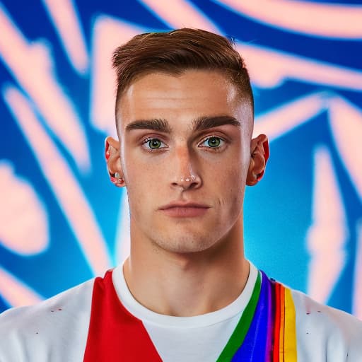 portrait+ style British LGBT queer gymnast hunk dude face