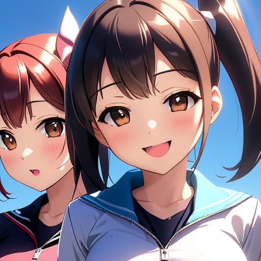  high quality, ultra detailed, best quality, insanely detailed, beautiful, masterpiece, (3 girls, slender face, ultra detailed face), (cheek to cheek), close up 3 girls, from above, uniform, (tongue), face focus, on , high student, happy smile, open mouth, (close eye), pixie cut, straight hair, twin tail, medium hair, show off bleasts, shiny hair, dark skin, pale skin, skinny body, gleaming skin, shiny skin, ( around one leg), (sports lift), show off s, (small bleasts, flat ), bottomless, (open ), (1 standing,1), handjob, up, (mive pojecile , facial, ), on hair, (mive on body), (mive on hair), sunny, sunlight, (strong lighting forward), hyperrealistic, full body, detailed clothing, highly detailed, cinematic lighting, stunningly beautiful, intricate, sharp focus, f/1. 8, 85mm, (centered image composition), (professionally color graded), ((bright soft diffused light)), volumetric fog, trending on instagram, trending on tumblr, HDR 4K, 8K