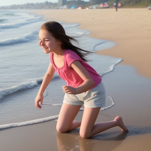   girl wearing shorts playing on beach