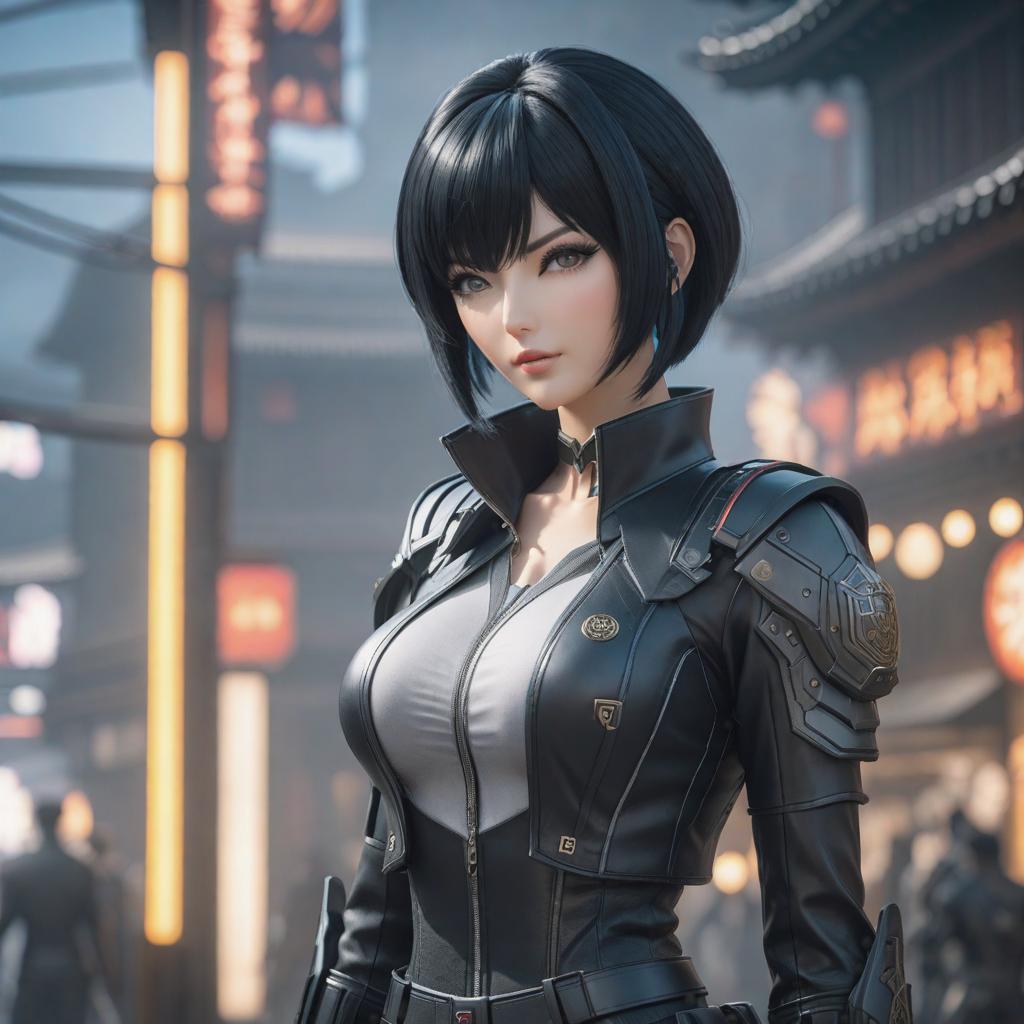   anime , short black hair, small , big , showing to the viewer and ing it., ((video game)) hyperrealistic, full body, detailed clothing, highly detailed, cinematic lighting, stunningly beautiful, intricate, sharp focus, f/1. 8, 85mm, (centered image composition), (professionally color graded), ((bright soft diffused light)), volumetric fog, trending on instagram, trending on tumblr, HDR 4K, 8K