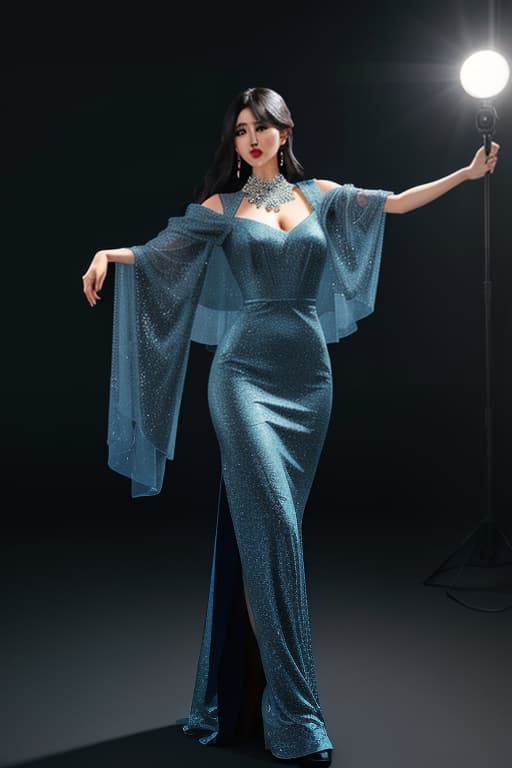  Asian,,Full Body, (2 old:1.1), (slim body:1.2), huge s, large , blue eyes, black hair, elegant, approachable style, long dress, modern pop culture flair, kawaii, extrovert, singing, traveling, dancing, realistic hyperrealistic, full body, detailed clothing, highly detailed, cinematic lighting, stunningly beautiful, intricate, sharp focus, f/1. 8, 85mm, (centered image composition), (professionally color graded), ((bright soft diffused light)), volumetric fog, trending on instagram, trending on tumblr, HDR 4K, 8K