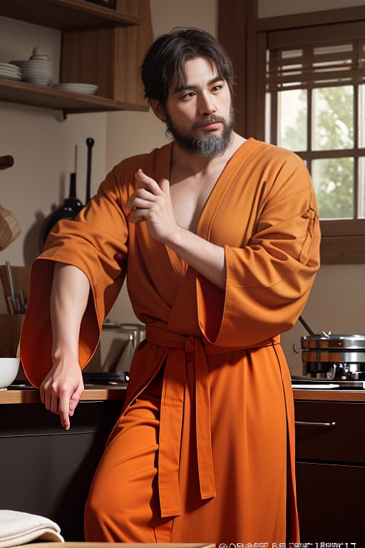  monk in orange robe, advertising photo,high quality, good proportion, masterpiece , the image is captured with an 8k camera