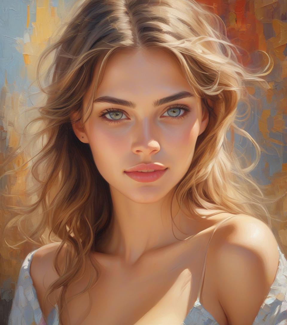  an ultra hot gorgeous european woman. age 23. high quality, highly detailed, illustration, impasto, canvas, oil painting, fantasy,