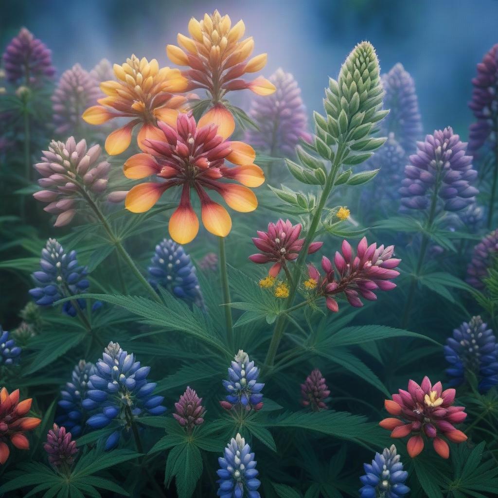  Lupin in the summer meadow hyperrealistic, full body, detailed clothing, highly detailed, cinematic lighting, stunningly beautiful, intricate, sharp focus, f/1. 8, 85mm, (centered image composition), (professionally color graded), ((bright soft diffused light)), volumetric fog, trending on instagram, trending on tumblr, HDR 4K, 8K