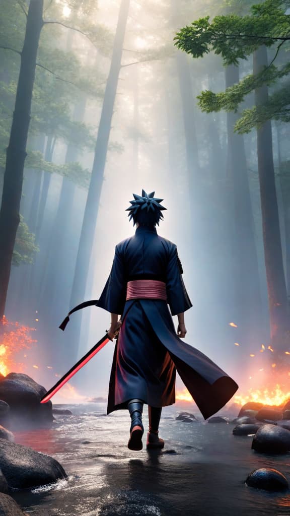  anime art: sasuke's rinnegan counters kaguya's dimensions in the battle against kaguya otsutsuki in naruto. hyperrealistic, full body, detailed clothing, highly detailed, cinematic lighting, stunningly beautiful, intricate, sharp focus, f/1. 8, 85mm, (centered image composition), (professionally color graded), ((bright soft diffused light)), volumetric fog, trending on instagram, trending on tumblr, HDR 4K, 8K