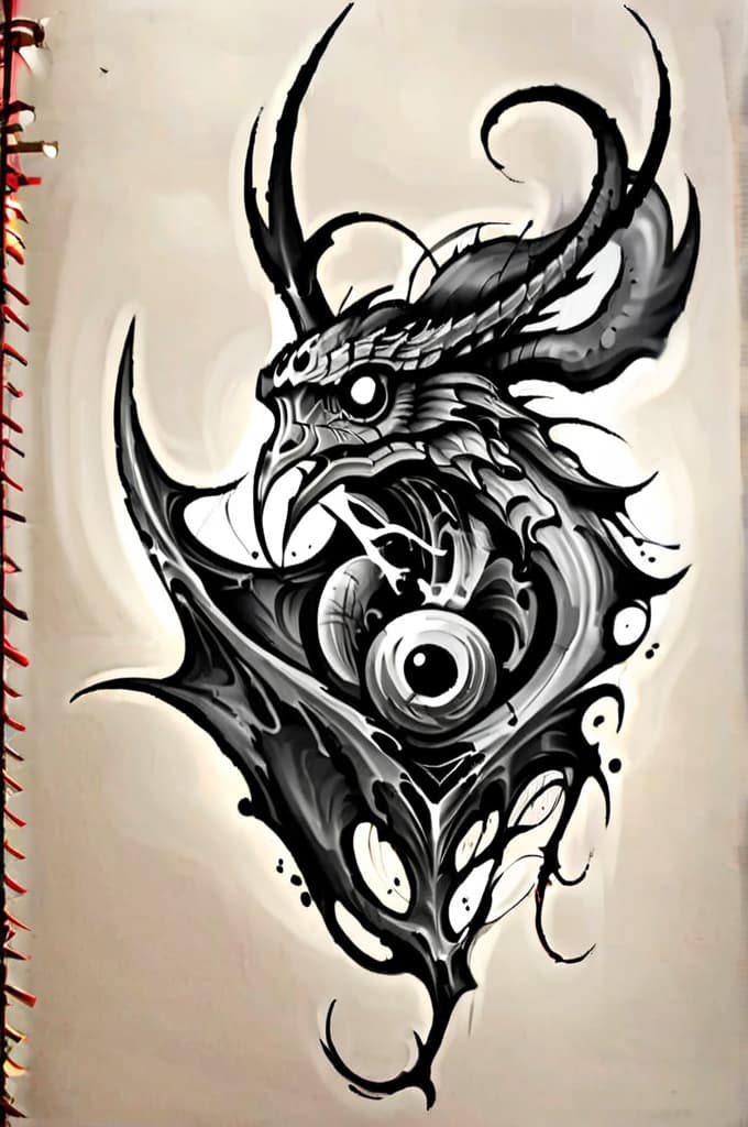  dragonhead, (tattoo sketch:1.25)