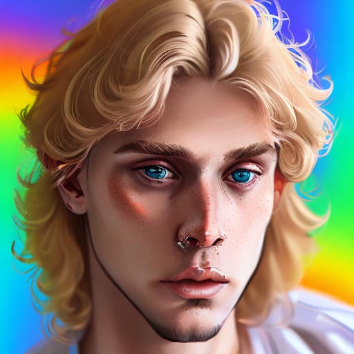 portrait+ style Russian LGBT queer blonde hunk dude face