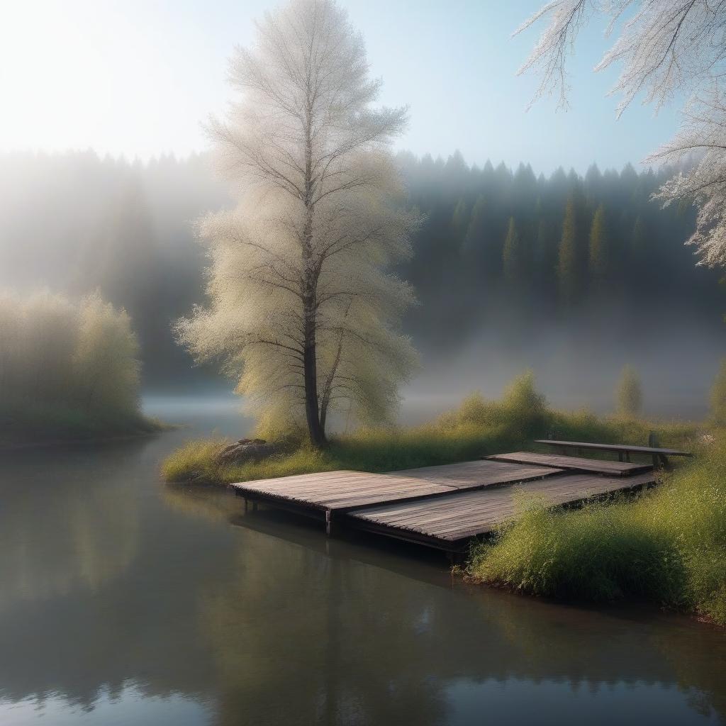  A lake in Russia hyperrealistic, full body, detailed clothing, highly detailed, cinematic lighting, stunningly beautiful, intricate, sharp focus, f/1. 8, 85mm, (centered image composition), (professionally color graded), ((bright soft diffused light)), volumetric fog, trending on instagram, trending on tumblr, HDR 4K, 8K