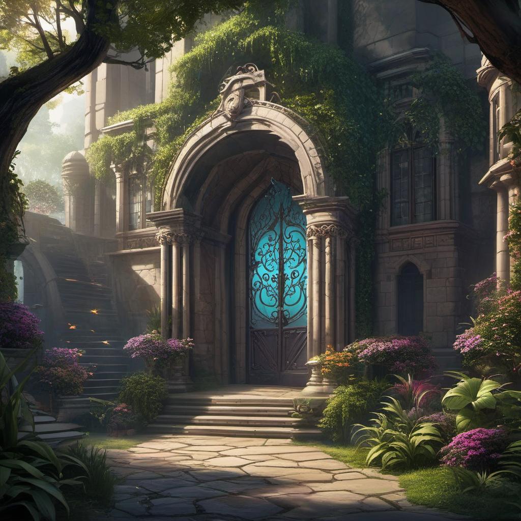  concept art, magic school entrance , mystical style