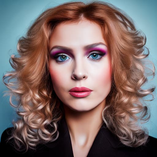 portrait+ style Russian LGBT queer comedian actress blonde female face