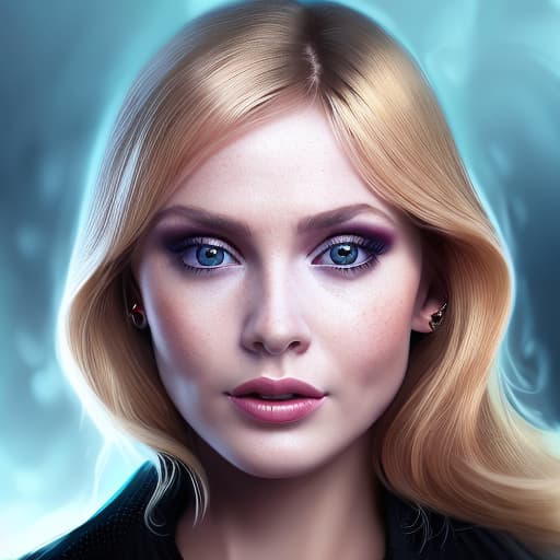 portrait+ style Russian queer TV actress blonde female face