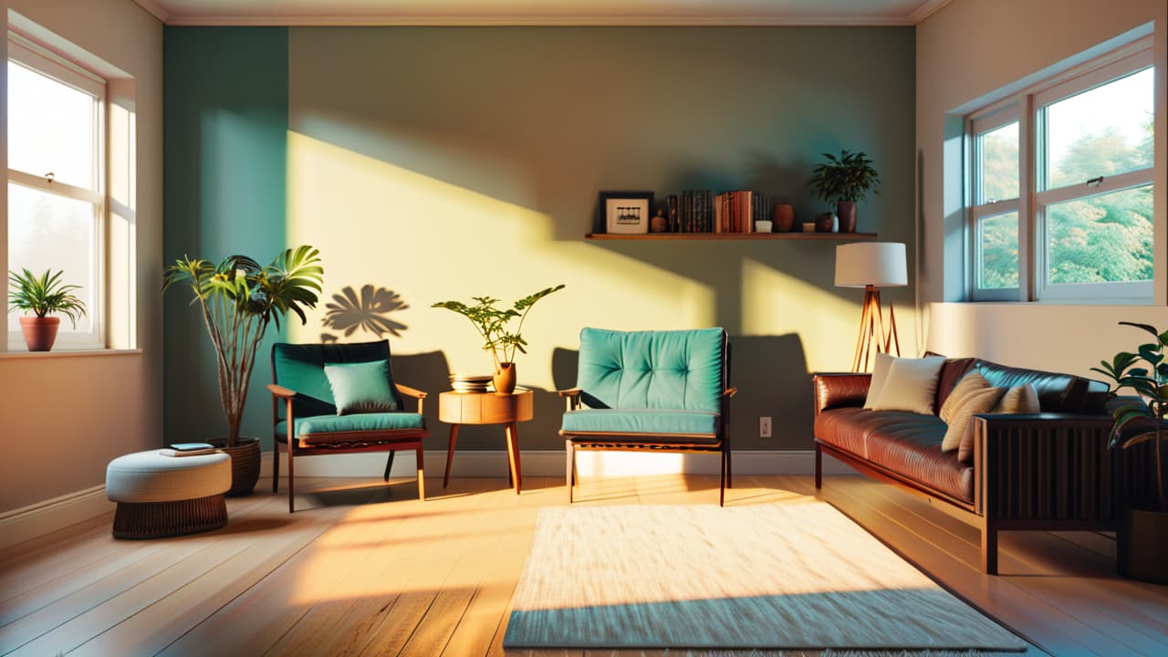  a serene, uncluttered living space with natural light, a single potted plant, a cozy chair, and a simple wooden table. soft neutral colors dominate, evoking tranquility and intentionality in design. hyperrealistic, full body, detailed clothing, highly detailed, cinematic lighting, stunningly beautiful, intricate, sharp focus, f/1. 8, 85mm, (centered image composition), (professionally color graded), ((bright soft diffused light)), volumetric fog, trending on instagram, trending on tumblr, HDR 4K, 8K