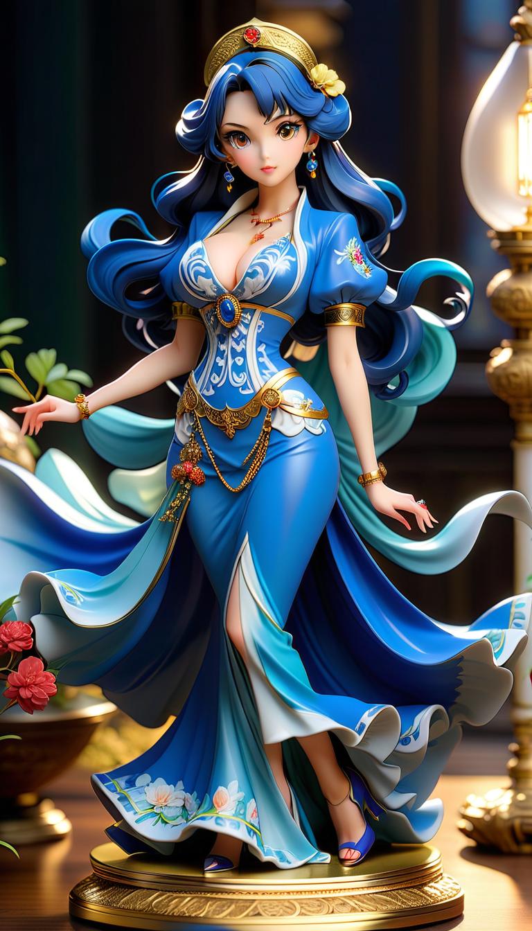  anime artwork Полностью голая , porcelain statuette in ultramarine color of a with an elegant figure in dance, огромная голая грудь, spicy pose, a big bust and a neat , fantastically, romantically, dynamically, sensually, aesthetically.picturesque, oil.faberge style. . anime style, key visual, vint, studio anime, highly detailed, sticker hyperrealistic, full body, detailed clothing, highly detailed, cinematic lighting, stunningly beautiful, intricate, sharp focus, f/1. 8, 85mm, (centered image composition), (professionally color graded), ((bright soft diffused light)), volumetric fog, trending on instagram, trending on tumblr, HDR 4K, 8K