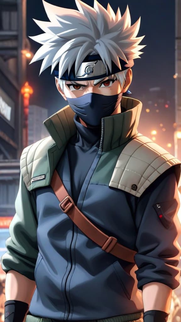  anime art: kakashi hatake without sharingan, relying on natural talent and ninja skills. hyperrealistic, full body, detailed clothing, highly detailed, cinematic lighting, stunningly beautiful, intricate, sharp focus, f/1. 8, 85mm, (centered image composition), (professionally color graded), ((bright soft diffused light)), volumetric fog, trending on instagram, trending on tumblr, HDR 4K, 8K