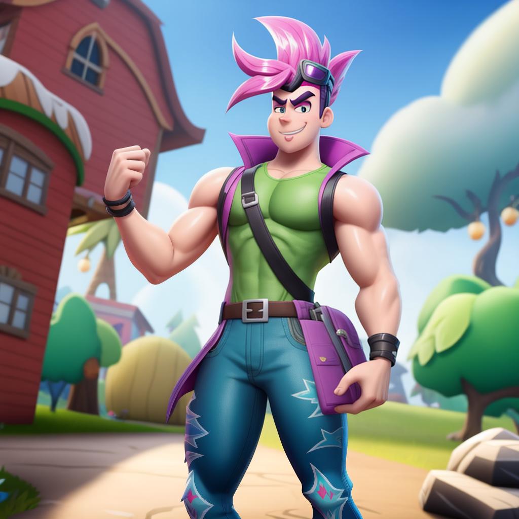  Jorgen von strangle (fairly odd parents, Fortnite), full body, open eyes, masterpiece, 4k, fine details,