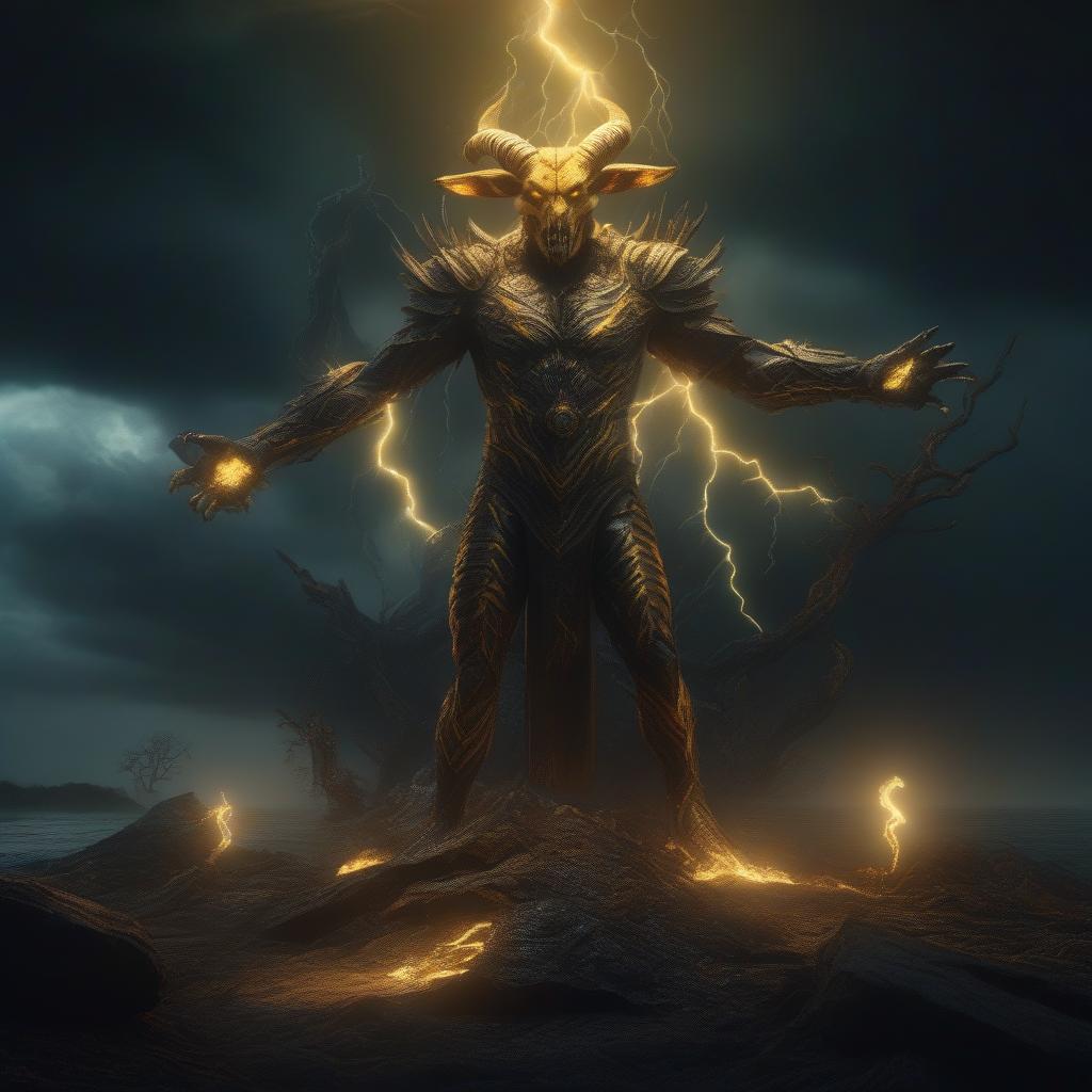  ((pencil drawing)), full body, well lit, yellow glow, electrifying, shocking, electrical charge, lightning, electricity, glowing veins,Sea-Goat, horror theme, nightmarish Capricorn, location in sky within massive thunderstorm, award winning horror detailed designed, ultra detailed, hyper focus, high res, unreal engine, masterpiece, full body, masterly detailed. horror theme, scary, spooky, full body shot with hyperdimensional totem implants. blood gore, badass Capricorn, destruction, nightmare, horror, full body, Character created by artstation, --s 1000 --c 100 --q 2 --ar 2:3 , high quality, highly detailed, 4K, 8K