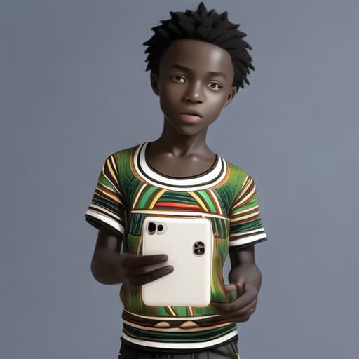  an african boy with a smartphone, ai themes