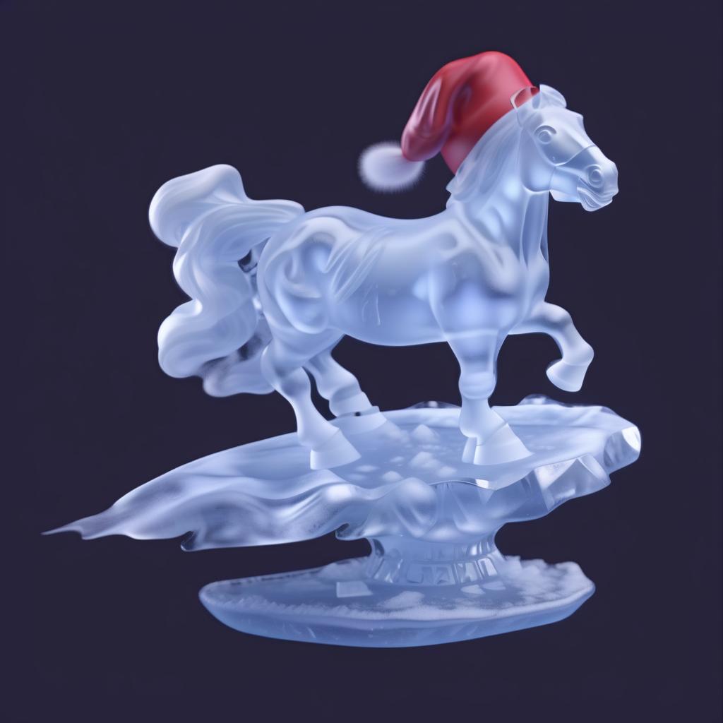  professional 3d model a horse from ice, horse sculpture made of ice . octane render, highly detailed, volumetric, dramatic lighting, civitai