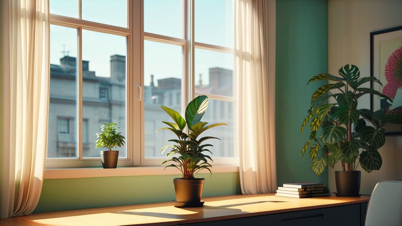  a serene, clutter free workspace with a single potted plant, a clean white desk, and soft natural light streaming through a large window, embodying calmness and simplicity in design and atmosphere. hyperrealistic, full body, detailed clothing, highly detailed, cinematic lighting, stunningly beautiful, intricate, sharp focus, f/1. 8, 85mm, (centered image composition), (professionally color graded), ((bright soft diffused light)), volumetric fog, trending on instagram, trending on tumblr, HDR 4K, 8K