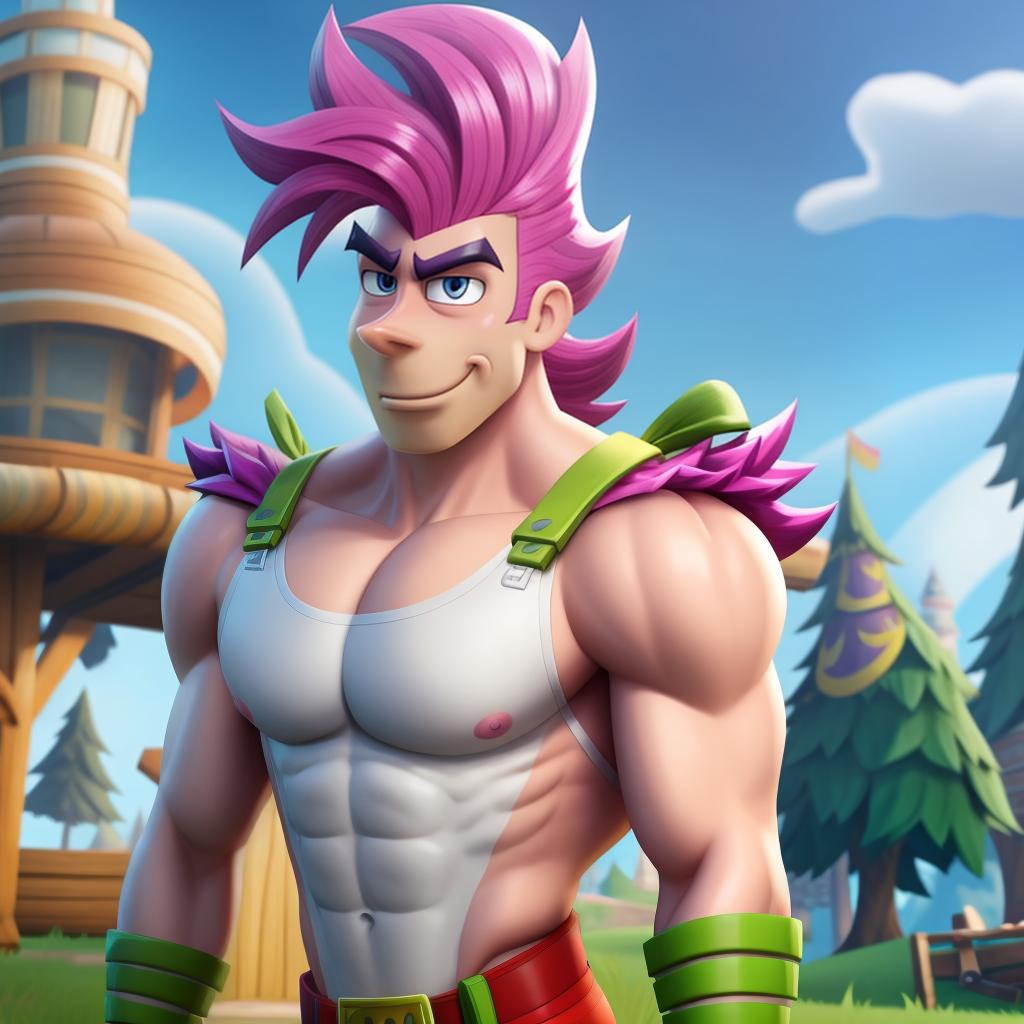  Jorgen von strangle (fairly odd parents, Fortnite), full body, open eyes, masterpiece, 4k, fine details,