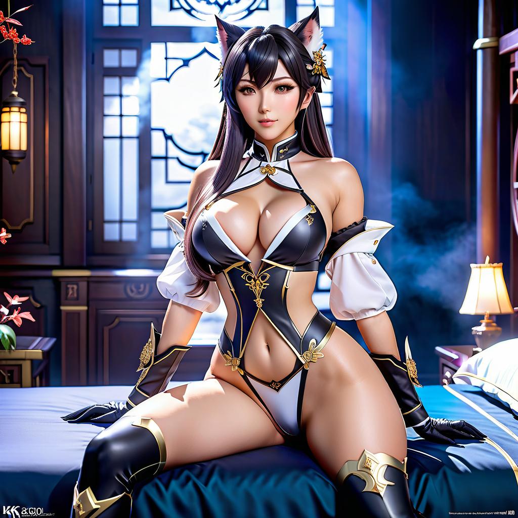  sweet dreams, anime girl, ke qing, sexual body, perfect body, in sexual outfit, genshin impact character, 8k quality, she sit on my body, she very want to fun with me, see down on me,full body hyperrealistic, full body, detailed clothing, highly detailed, cinematic lighting, stunningly beautiful, intricate, sharp focus, f/1. 8, 85mm, (centered image composition), (professionally color graded), ((bright soft diffused light)), volumetric fog, trending on instagram, trending on tumblr, HDR 4K, 8K