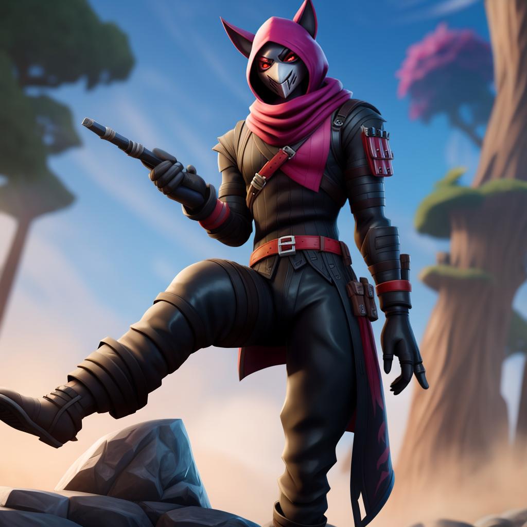  Evil Assassin (fortnite), full body, gloves, high quality, open eyes, masterpiece, 4k, fine details,