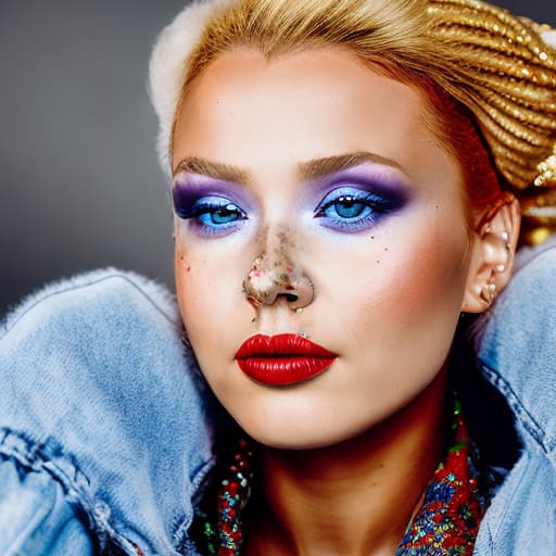 portrait+ style Russian LGBT queer singer blonde female face