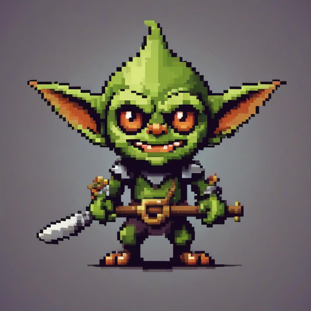  pixel art goblin . low res, blocky, pixel art style, 8 bit graphics