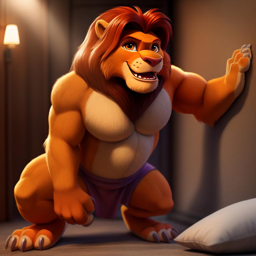  Simba (monsters inc), full body, gay, open eyes, masterpiece, 4k, fine details,