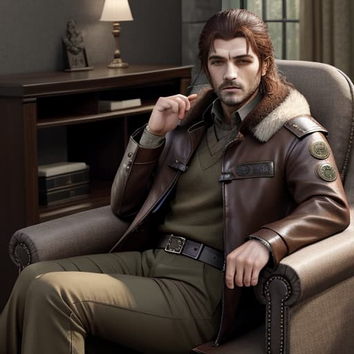  masterpiece, best quality, texture for game of character with leader jacket and brown pants, realistic