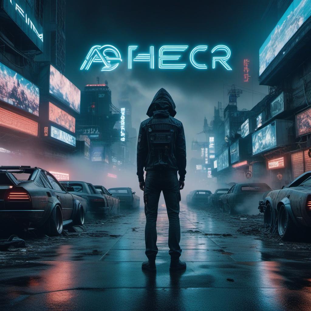  an epic album cover, splicor and aphex twin with a dystopian feel., ((anime)) hyperrealistic, full body, detailed clothing, highly detailed, cinematic lighting, stunningly beautiful, intricate, sharp focus, f/1. 8, 85mm, (centered image composition), (professionally color graded), ((bright soft diffused light)), volumetric fog, trending on instagram, trending on tumblr, HDR 4K, 8K