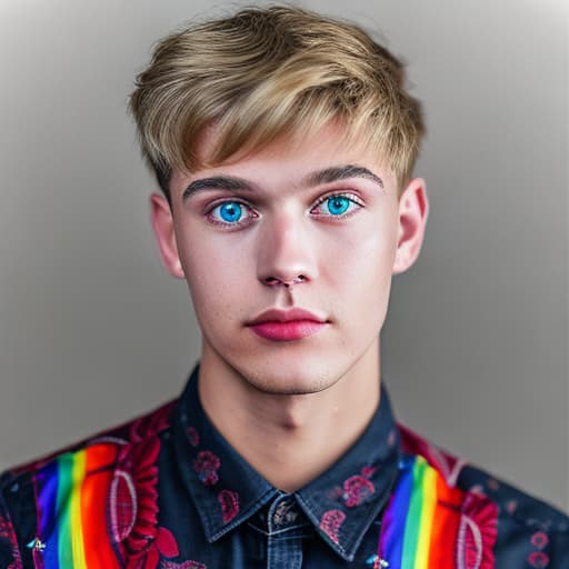 portrait+ style Russian LGBT queer tiktok star blonde hunk dude face