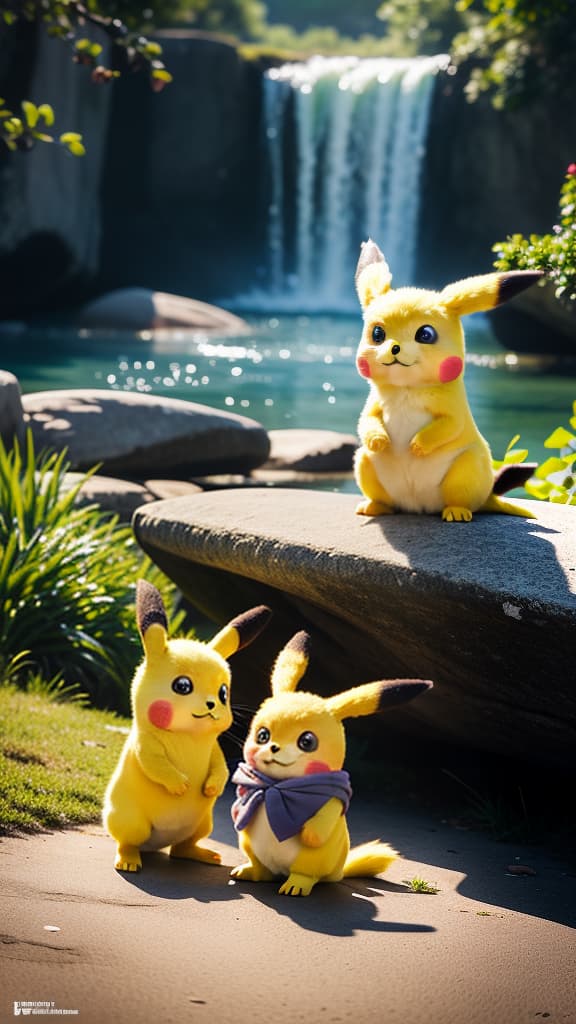  masterpiece, high quality, 4K, HDR BREAK A cute Pikachu and Pichu playing together BREAK Pikachu and Pichu, adorable Pokémon characters BREAK Two Pokémon characters sitting together, looking at each other playfully BREAK Whimsical, colorful cartoon style background with Pokémon elements hyperrealistic, full body, detailed clothing, highly detailed, cinematic lighting, stunningly beautiful, intricate, sharp focus, f/1. 8, 85mm, (centered image composition), (professionally color graded), ((bright soft diffused light)), volumetric fog, trending on instagram, trending on tumblr, HDR 4K, 8K