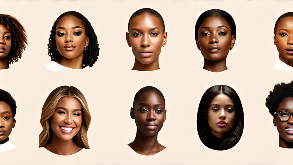  different beauty. set of different female heads on light background. different races and nationalities. ar 16:9, (natural skin texture), highly detailed face, depth of field, hyperrealism, soft light, muted colors