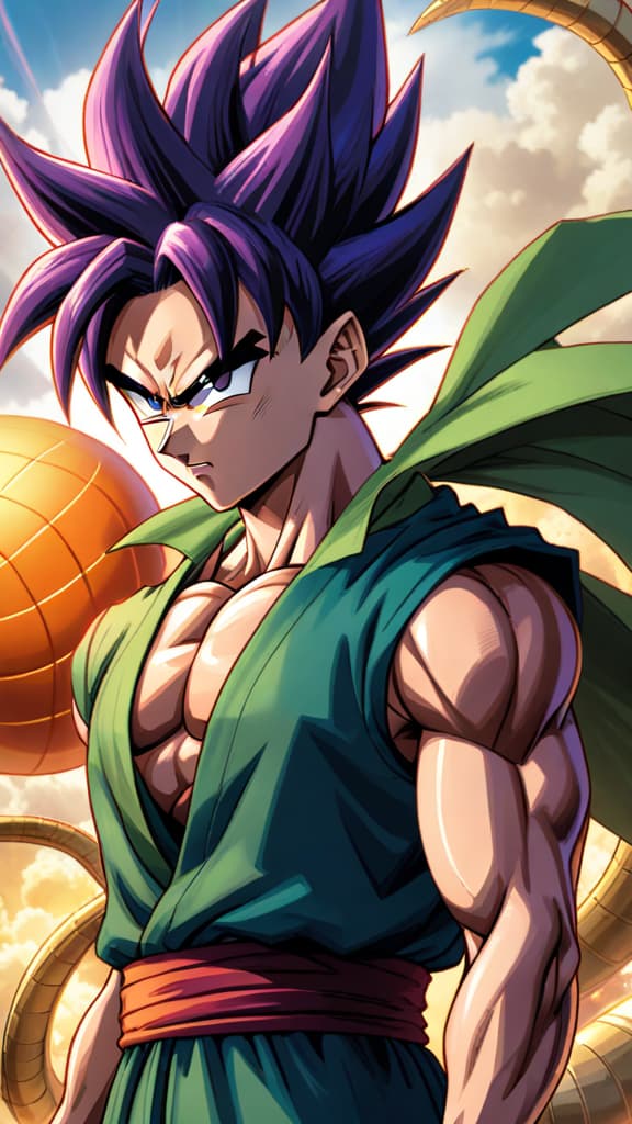  anime art, dragon ball z, piccolo and gohan and others combining their energy and skill in a dazzling spectacle hyperrealistic, full body, detailed clothing, highly detailed, cinematic lighting, stunningly beautiful, intricate, sharp focus, f/1. 8, 85mm, (centered image composition), (professionally color graded), ((bright soft diffused light)), volumetric fog, trending on instagram, trending on tumblr, HDR 4K, 8K